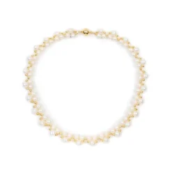 Royal Collection Shop Gold Hematite And White Pearl Collar* Necklaces