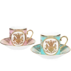 Royal Collection Shop Special Edition Lustre Pink And Green Coffee Cup And Saucer* Cups & Saucers
