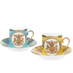 Royal Collection Shop Special Edition Lustre Turquoise And Yellow Coffee Cup And Saucer* Cups & Saucers