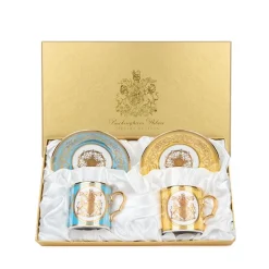 Royal Collection Shop Special Edition Lustre Turquoise And Yellow Coffee Cup And Saucer* Cups & Saucers